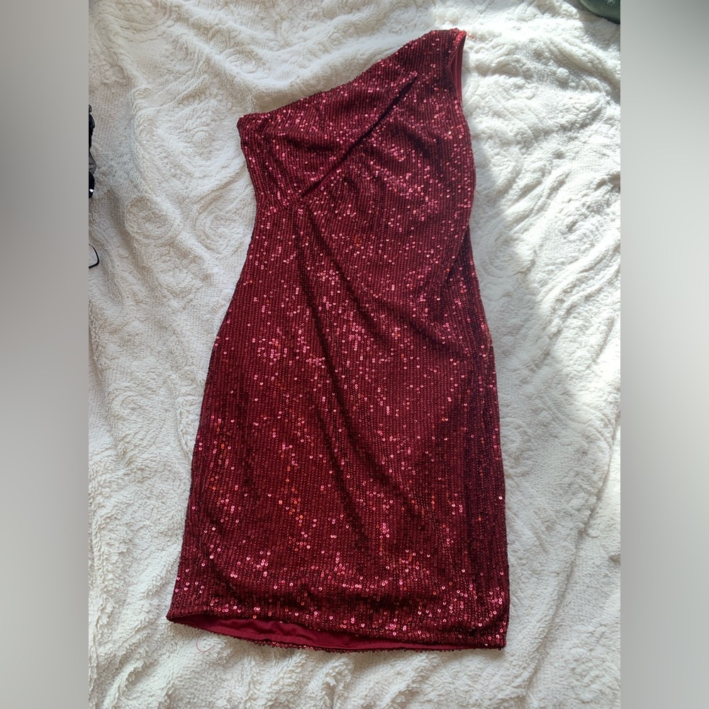 Red Sequin Asymmetrical FashionNova dress